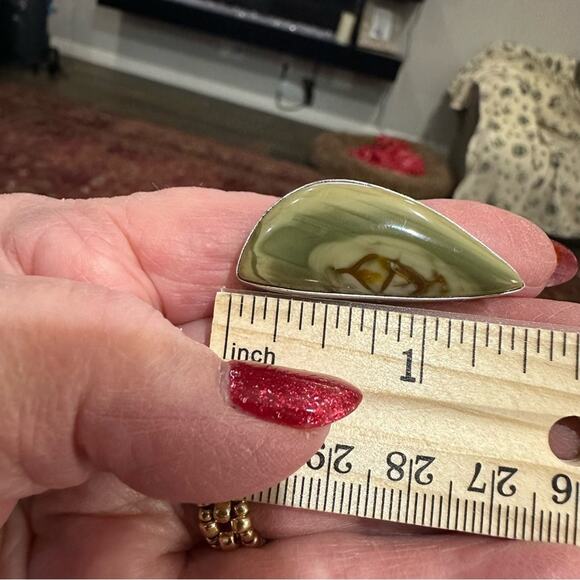 Polychrome Jasper solver overlay gemstone ring stamped 925 size adjustable - Picture 6 of 6